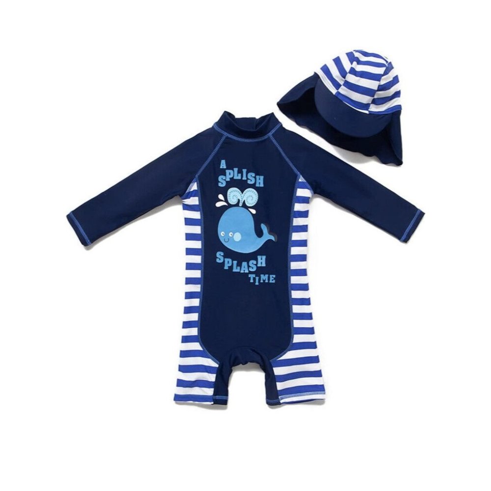 NWT Bonverano Swimsuit Set Rash Guard Hat Swimsuit Swimwear UPF 50+